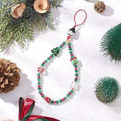 Разноцветный Рождественские елки мобильные аксессуары, с плетеной нейлоновой нитью, стеклянными бусинами, бусинами лэмпворк ручной работы, бусинами лэмпворк из серебряной фольги ручной работы и непрозрачными акриловыми бусинами, красочный, 225 мм