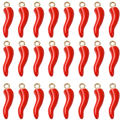 Красный Подвески из эмали и сплава, рог изобилия / итальянский рог корничелло амулеты, золотые, красные, 27 мм, 30 шт / комплект