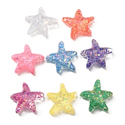 Звезда Прозрачные морские организмы смоляные кабошоны, с блестка, звезда, 20x22.5x7.5 мм
