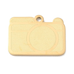 Oro 304 colgantes de acero inoxidable, encantos de la cámara, Pulido, revestimiento de iones (ip), dorado, 16.5x22x1.5 mm, agujero: 1.9 mm