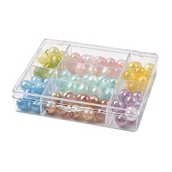 (52) Непрозрачная лаванда 76шт. смоляные УФ-реактивные шарики, бусины, меняющие цвет, круглые, имитации кошачьего глаза , радужный, с пластиковой коробке, разноцветные, 12 мм, отверстие : 2.5 мм