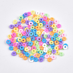 Couleur Mélangete Main en pate polymère décoration d'art d'ongle, soins des ongles de mode , donut, couleur mixte, 5x1mm, Trou: 1.5mm