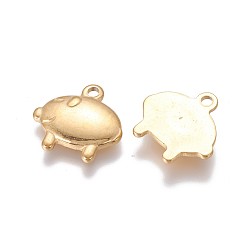 Золотой 304 подвески из нержавеющей стали, свинья, золотые, 14.7~14.8x15~15.3x2.3 мм, отверстие : 1.8 мм