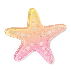 Морская звезда Акриловые подвески, градиент цвета, сила блеска, морская звезда, 37x40x2 мм, отверстие : 1.2 мм