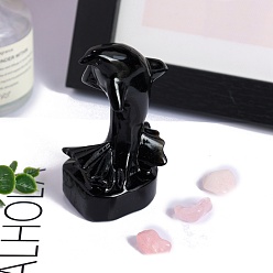 Обсидиан Резные фигурки дельфинов из натурального обсидиана, статуи для украшения рабочего стола для домашнего офиса, 75 мм