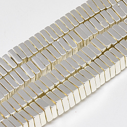 Silver Plated Electroplate Non-magnetic Synthetic Hematite Beads Strands, Square Heishi Beads, Silver Plated, 6x6x2~2.5mm, Hole: 2mm, about 176pcs/strand, 15.7 inch