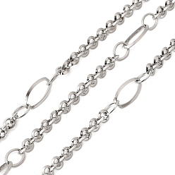 Нержавеющая Сталь Цвет 304 цепи овальные из нержавеющей стали, пайки, с катушкой, цвет нержавеющей стали, 9x4.5x0.8 мм