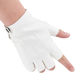 Белый Перчатки из искусственной кожи с железными полупальцами, белые, 158~160x100x3~7.5 мм