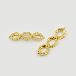 Золотой Латунные микро проложить кубических ссылки циркония, овальные, прозрачные, золотые, 35x8x3 мм, отверстие : 1 мм