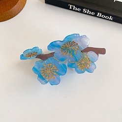 Озёрно--синий Заколки для волос в форме когтей из ацетата целлюлозы, цветка сливы, Плут синий, 80x40 мм