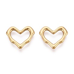 Настоящее золото 18K 304 нержавеющей стали связывающий кольца, сердце, ионное покрытие (ip), реальный 18 k позолоченный, 13x15x1.5 мм