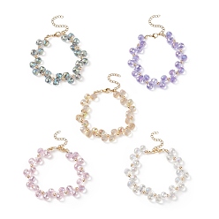Mixed Color Bling Glass Teardrop Beaded Bracelet for Women, Mixed Color, 7-1/2 inch(19cm)