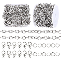 Platinum DIY Necklace Bracelet Making Kits, including 30Pcs Alloy Clasps, 5M Iron Chains & 60Pcs Open Jump Ring, Platinum, 5.5x4x1mm