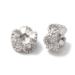 Платина Латунные микропаве из прозрачного кубического циркония, без кадмия, без никеля и без свинца, цветок, платина, 4.5x3 мм, отверстие : 1.2 мм