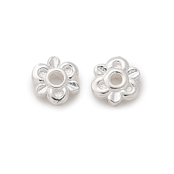 Цветок 925 шарики стерлингового серебра, малая прокладка, серебряные, цветок, 3.7x4x1.3 мм, отверстие : 1 мм