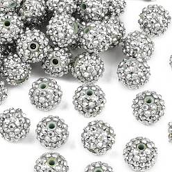 Серебро Бусины со стразами из смолы, с акриловыми круглыми бусинами внутри, для жевательной резинки ювелирных изделий, серебряные, 16x14 мм, отверстие : 2~2.5 мм