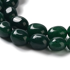 Dark Green Natural Jade Beads Strands, Dyed, Nuggets, Tumbled Stone, Dark Green, 9.5~11.5x8~8.5x7~8mm, Hole: 1mm, about 34~38pcs/strand, 14.76~15.16''(37.5~38.5cm)