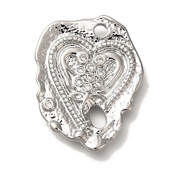 Платинированный Латунные микро проложить кубического циркония подвески, без кадмия, без никеля и без свинца, сердце прелести, Реальная платина, 20x16x1.5 мм, отверстие : 1.8 мм
