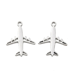 Stainless Steel Color 304 Stainless Steel Pendants, Airplane Charms, Cut-Out, Stainless Steel Color, 23x17x1.3mm, Hole: 2mm