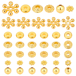 Золотой 300шт. 6 стили латунные и сплавные разделительные бусины, биконус, круглый и снежинка, разнообразные, золотые, 4~10x4~10x1~5 мм, отверстие : 1~2 мм, 50 шт / стиль