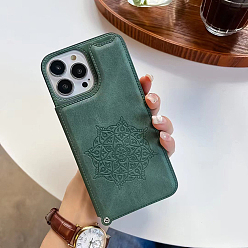 чирок Чехол для мобильного телефона из искусственной кожи для женщин и девочек, защитные чехлы для камер с узором мандалы для iphone 12 pro, зелено-синие, 14.67x7.15x0.74 см