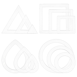 Clear Transparent Acrylic Fringe Trimming Tool, Macrame Coaster Cutting Tool, Macrame Trimmer Cutting Guide, Round Ring & Square & Triangle & Teardrop, Clear, 83~150x40~150x3mm, Inner Diameter: 45~120x30~120mm, 12 styles, 1pc/style, 12pcs/set