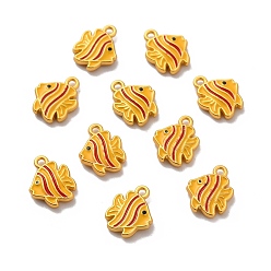 Красный Подвески из эмали и сплава, матовый золотой цвет, рыба, красные, 13.5x11x3 мм, отверстие : 1.5 мм