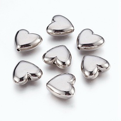 Platinum CCB Plastic Beads, Heart, Platinum, 20x21.5x8.5mm, Hole: 2mm