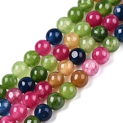 Разноцветный Окрашенные природные белый нефрит бисер пряди, два тона, круглые, разноцветные, 4.5x4~4.5 мм, отверстие : 0.8 мм, около 90~91 шт / нитка, 14.76~14.92'' (37.5~37.9 см)