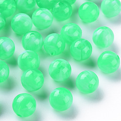Средний Весенно-Зеленый Акриловые бусины, имитация драгоценных камней, круглые, средний весенний зеленый, 10 мм, отверстие : 1.6 мм, Около 1000 шт / 500 г