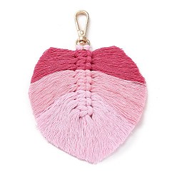 Светло-Вишневый Плетеные подвески в виде листьев макраме ручной работы из хлопковой нити, украшения, с латунной застежкой, светло-вишневый, 13.5 см