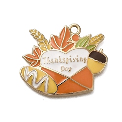 Envelope Тематика дня благодарения стойка гальваническое покрытие сплав эмаль подвески, золотые, конверт, 25.5x30.5x3 мм, отверстие : 2 мм