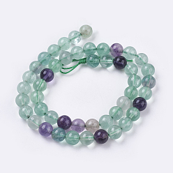 Fluorite Natural Fluorite Beads Strands, Round, 6mm, Hole: 1mm, about 64pcs/strand, 15.3 inch(39cm)