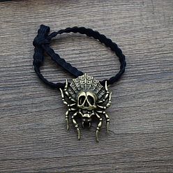 Античная Бронза Резинки для волос из сплава, аксессуары для волос для женщин и девочек, паук, темы хэллоуина, античная бронза, 50x40 мм