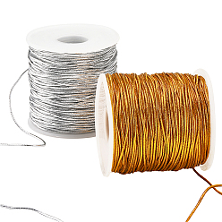 (52) Непрозрачная лаванда 2 рулоны 2 цветной полиэстеровый металлик эластичный круглый шнур, разноцветные, 1.5 мм, около 54.68 ярдов (50 м) / рулон, 1 рулон / цвет