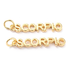 Скорпион Латунные подвески, с прыжковых колец, долговечный, знак созвездия / зодиака, золотые, Скорпион, скорпион: 4x24x1.5 мм, отверстие : 3 мм