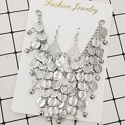 Платина Ожерелья с подвесками из сплава с кисточками и наборы серег-подвесок, платина, 480 мм