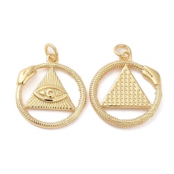 Real 18K Gold Plated Rack Plating Brass Pendants, with Jump Ring, Long-Lasting Plated, Cadmium Free & Lead Free, Ouroboros Snake with Eye of Providence/All-seeing Eye, Real 18K Gold Plated, 21x18.5x2.5mm, Hole: 3mm