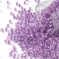 (936) Inside Color Dark Lilac Lined Toho runde Rocailles, japanische Rocailles, (936) Innenfarbe dunkel lila gefüttert, 8/0, 3 mm, Bohrung: 1 mm, über 222pcs / Flasche, 10 g / Flasche