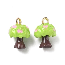 Зелено-Желтый Подвески из эмали и сплава, подвески из яблони, зеленый желтый, 13.5x10x9.5 мм, отверстие : 1.6 мм