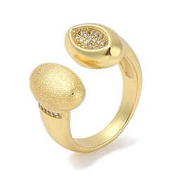 Oval Кольца-манжеты для пальцев из латуни с микропаве из кубического циркония для женщин, без кадмия и без свинца, долговечный, реальный 18 k позолоченный, овальные, 13.5 мм, внутренний диаметр: 17 мм