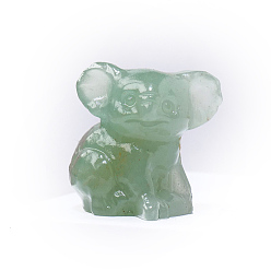 Авантюрин Украшение дисплея скульптуры из натурального авантюрина, для домашнего офисного стола, коала, 32x30 мм