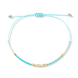 Темно-Голубой Богемные стеклянные бисерные плетеные браслеты, украшения из полиэстеровой нити, плетеные для женщин, глубокое синее небо, 11.02 дюйм (28 см)