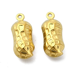 Real 18K Gold Plated Ion Plating(IP) 304 Stainless Steel Pendants, Peanut Charms, Real 18K Gold Plated, 18.5x7.5x6.5mm, Hole: 1mm