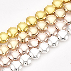 Mixed Color Electroplate Non-magnetic Synthetic Hematite Beads Strands, Flat Round, Mixed Color, 8x4mm, Hole: 1mm, about 50pcs/strand, 15.7 inch