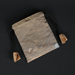 Светло-коричневый Прямоугольные подарочные пакеты для украшений из ткани в китайском стиле для серег, Браслеты, ожерелья упаковка, волновая картина, загар, 12x10 см