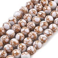 Белый Дым Синтетическая золотая линия бирюзовые бусы пряди, круглые, окрашенные, серый, 8.5 мм, отверстие : 1 мм, около 49 шт / нитка, 15.75'' (40 см)