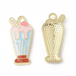 Light Blue Alloy Enamel Pendants, Ice Cream Charm, Golden, Light Blue, 23.5x11x2.5mm, Hole: 2mm