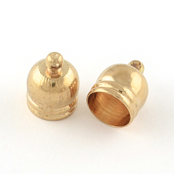 Oro Extremos del cable de cobre, tapas de los extremos, sin plomo y cadmio, dorado, 11x8 mm, agujero: 2 mm, diámetro interior: 7 mm