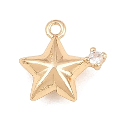 Real 14K Gold Filled 304 Breloques en zircone cubique transparente micro-pavé en acier inoxydable, charmes étoiles, plaqué longue durée, 14 k rempli d'or, 11.5x12x5mm, Trou: 1.3mm